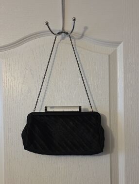 Kate Laundry Black Chain-Handle Evening Clutch